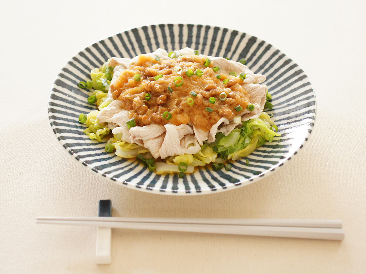 豚しゃぶの納豆みぞれがけ